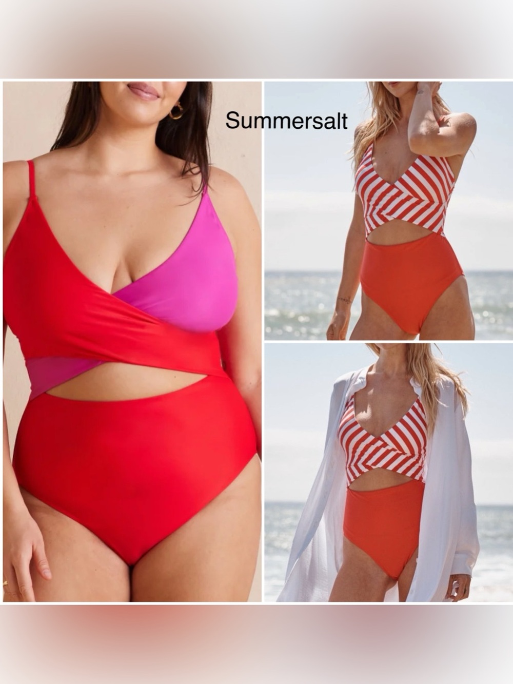 NWT Summersalt the Sea Breeze Cutout top Striped One-Piece Swimsuit